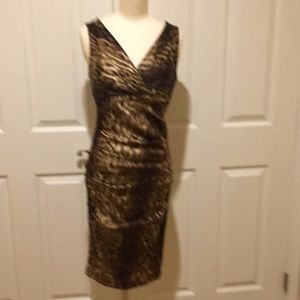 NWT gorgeous leopard Cache silk dress